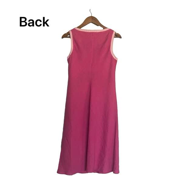 Vintage Talbots Irish Linen Sleeveless Sheath Midi Dress Pink Size 8 - Picture 8 of 16